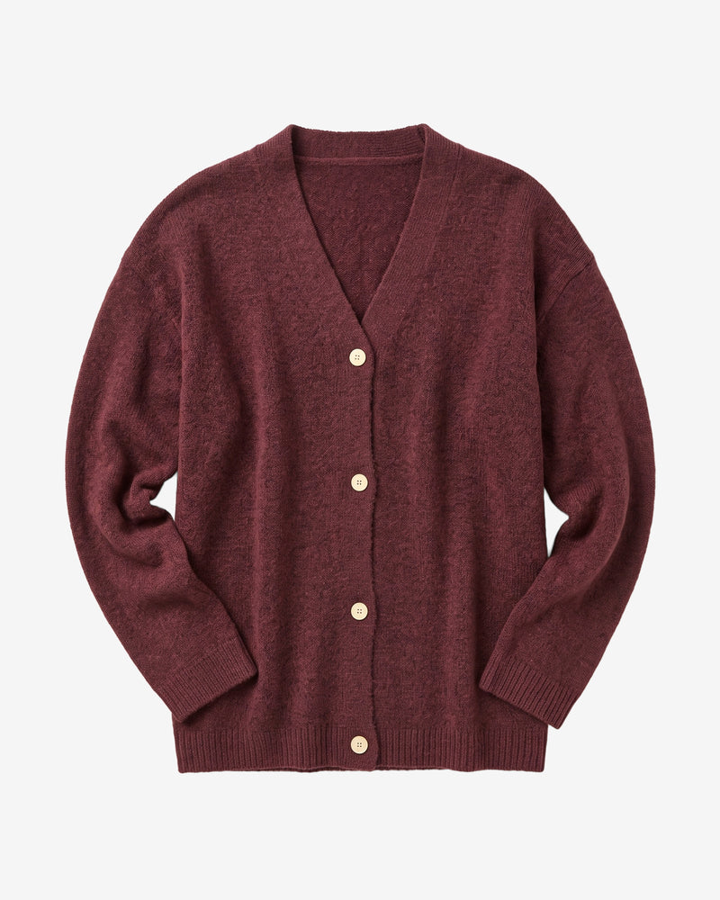 KnowledgeCotton Apparel - WMN Soufflé yarn cardigan Knits 1500 Burgundy