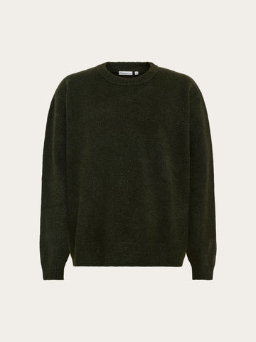 KnowledgeCotton Apparel - MEN Soufflé yarn sweater Knits 1090 Forest Night