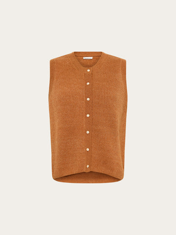 KnowledgeCotton Apparel - WMN Soufflé yarn vest Knits 1499 Lion