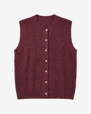 KnowledgeCotton Apparel - WMN Soufflé yarn vest Knits 1500 Burgundy