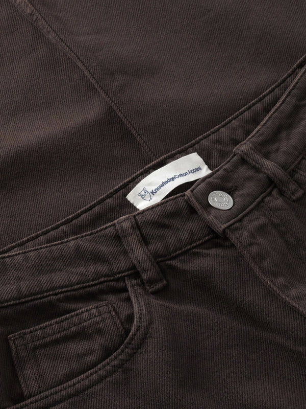KnowledgeCotton Apparel - WMN Stella slim twill pants Pants 1487 Chocolate Torte