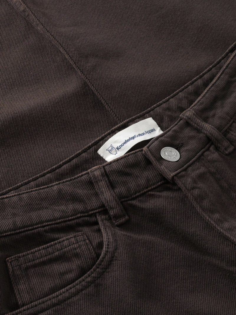 KnowledgeCotton Apparel - WMN Stella slim twill pants Pants 1487 Chocolate Torte