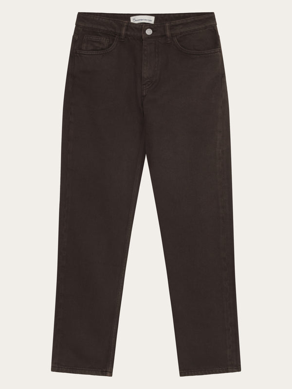 KnowledgeCotton Apparel - WMN Stella slim twill pants Pants 1487 Chocolate Torte