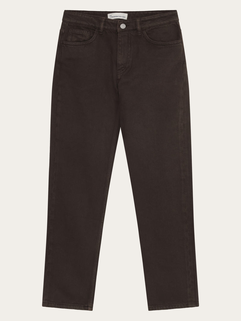 KnowledgeCotton Apparel - WMN Stella slim twill pants Pants 1487 Chocolate Torte