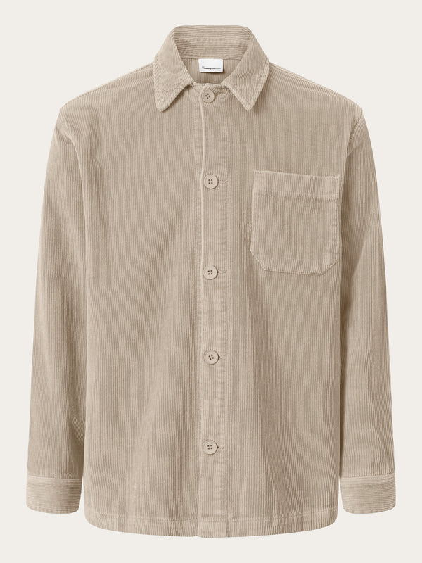 KnowledgeCotton Apparel - MEN Stretched 8-wales corduroy overshirt Overshirts 1228 Light feather gray