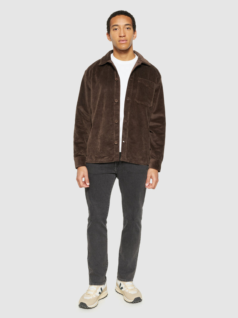 KnowledgeCotton Apparel - MEN Stretched 8-wales corduroy overshirt Overshirts 1243 Demitasse (brown)