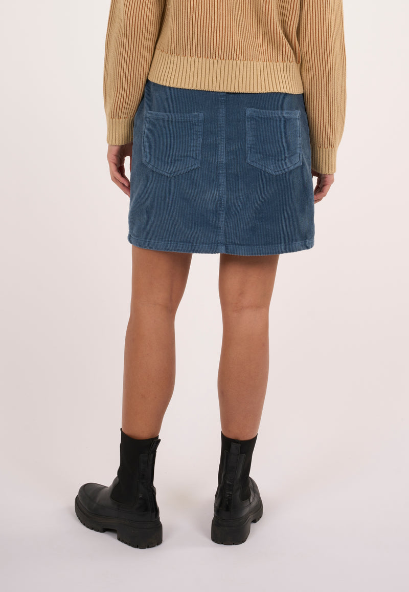 KnowledgeCotton Apparel - WMN Stretched 8-wales corduroy skirt Skirts 1361 China Blue
