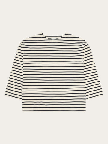 KnowledgeCotton Apparel - WMN Stripe long sleeve t-shirt T-shirts 8036 Navy