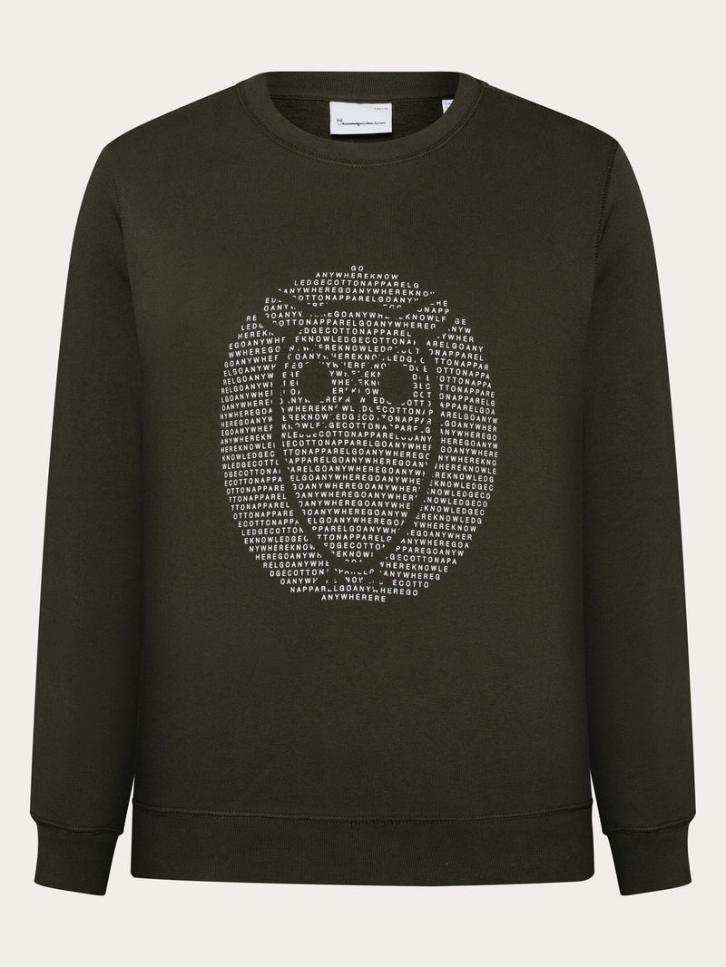 KnowledgeCotton Apparel - YOUNG Sweat with big owl print Sweats 1090 Forrest Night