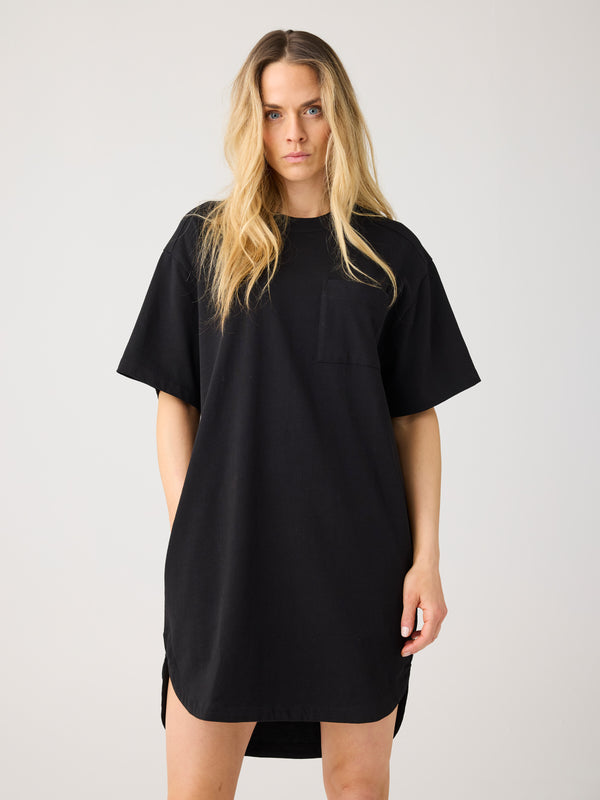 black t shirt dress with pockets KnowledgeCotton Apparel Women's T-shirt Dress