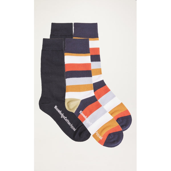 KnowledgeCotton Apparel - MEN TIMBER 4-pack socks - block striped/solid socks Socks 1342 Inca Gold