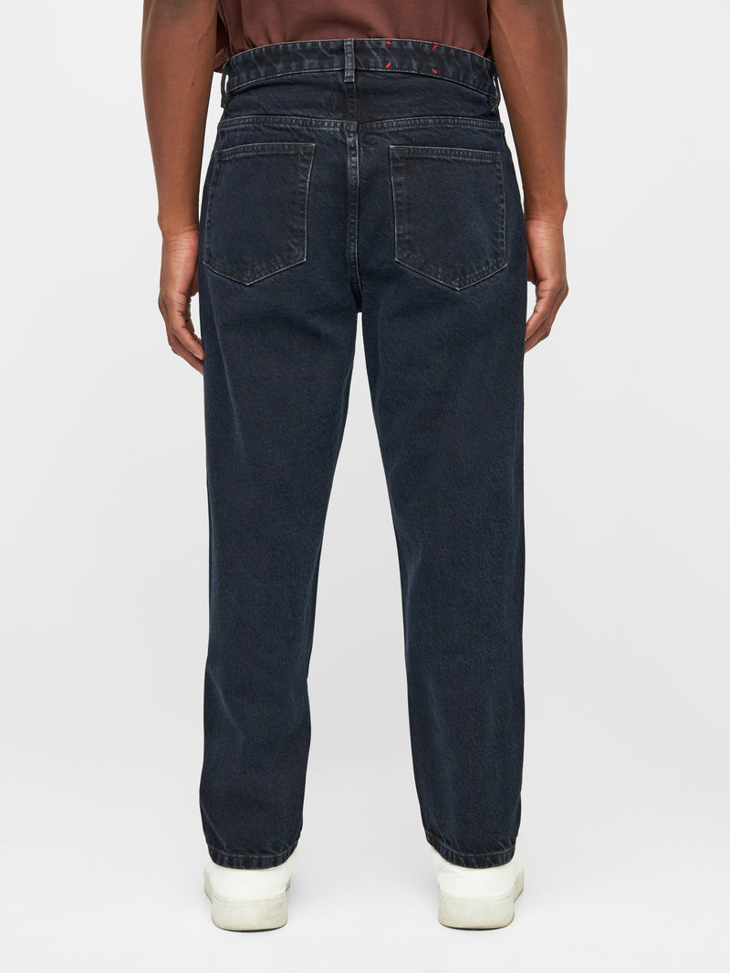 KnowledgeCotton Apparel - MEN TIM tapered denim jeans overdyed black REBORN™ Denim jeans 3053 Overdyed Black