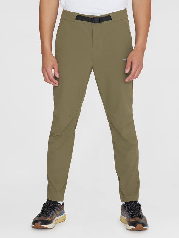 KnowledgeCotton Apparel - MEN TIM tapered elastic waist string pants - GRS/Vegan Pants 1068 Burned Olive