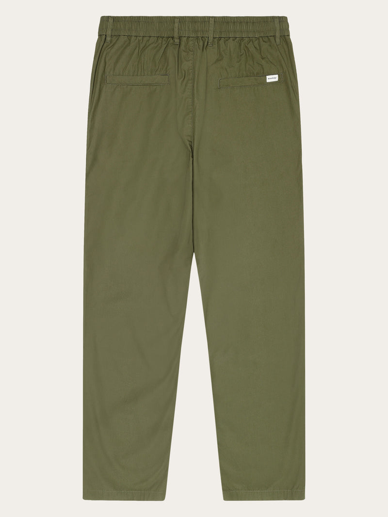 KnowledgeCotton Apparel - MEN TIM tapered poplin elastic waist string pants - GOTS/Vegan Pants 1068 Burned Olive