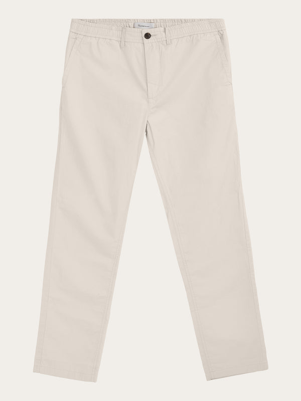 KnowledgeCotton Apparel - MEN TIM tapered poplin elastic waist string pants - GOTS/Vegan Pants 1228 Light feather gray