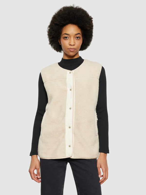 KnowledgeCotton Apparel - WMN Teddy crew neck vest - GRS/Vegan Fleeces 9999 Item Colour