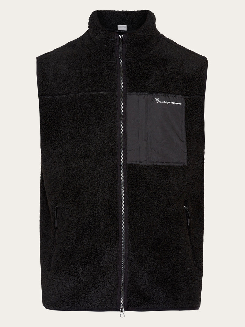KnowledgeCotton Apparel - MEN Teddy fleece vest Fleeces 1300 Black Jet