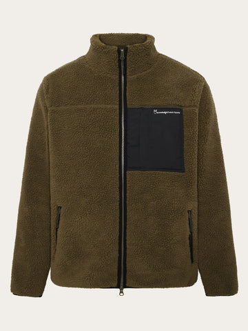 Teddy fleece zip sweat - Black Jet – KnowledgeCotton Apparel