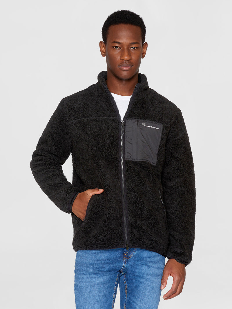 Teddy fleece zip sweat Black Jet