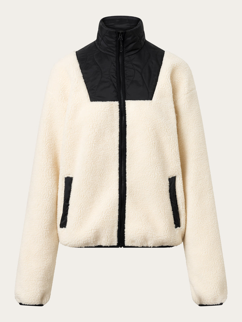 KnowledgeCotton Apparel - WMN Teddy jacket Fleeces 1348 Buttercream