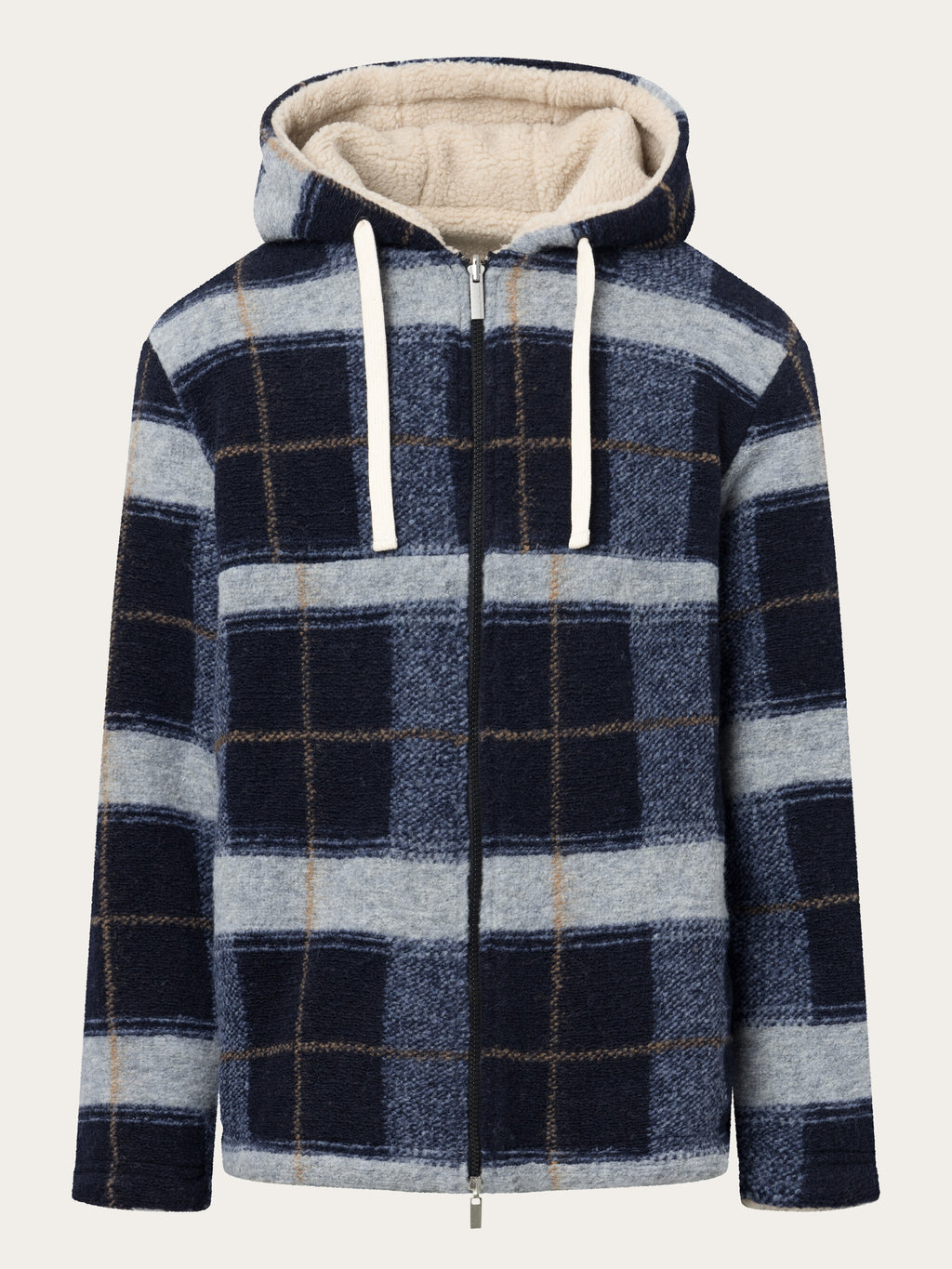 Teddy reversable zip hood jacket - blue check