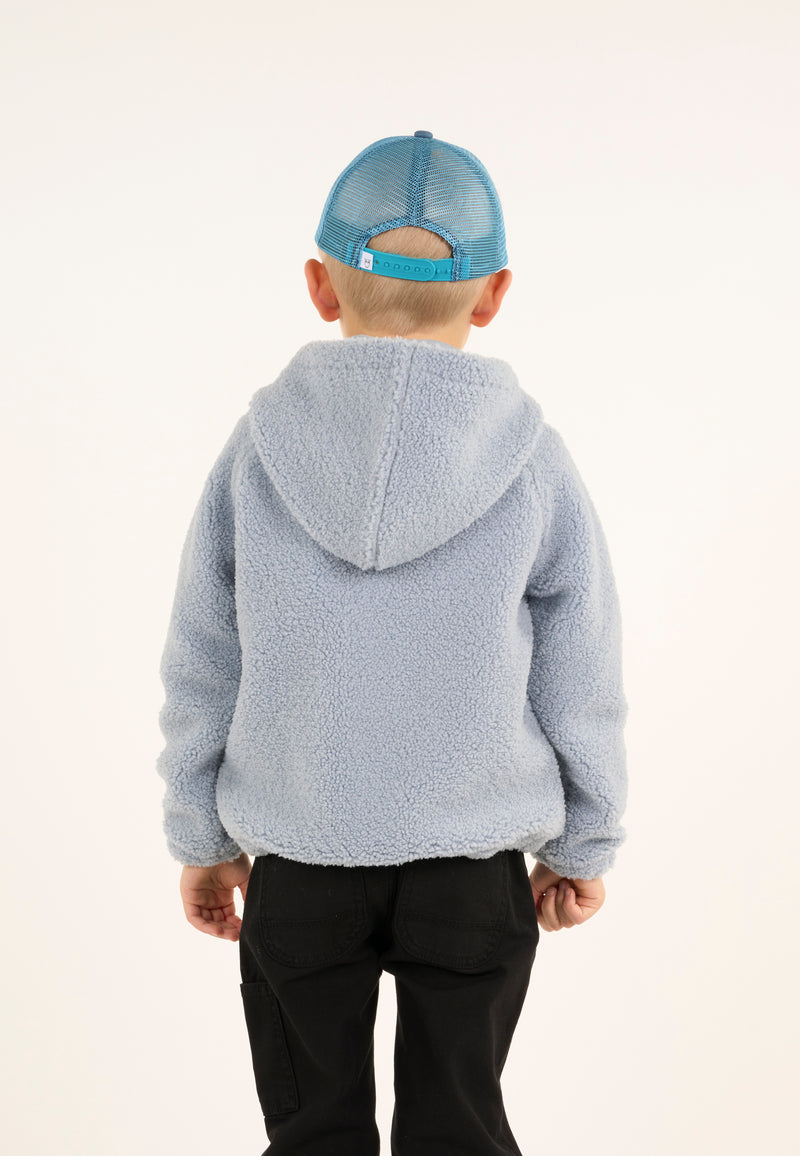 KnowledgeCotton Apparel - YOUNG Teddy zip jacket w. hood Fleeces 1322 Asley Blue
