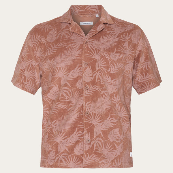 Terry loose printed short sleeve shirt - Brown