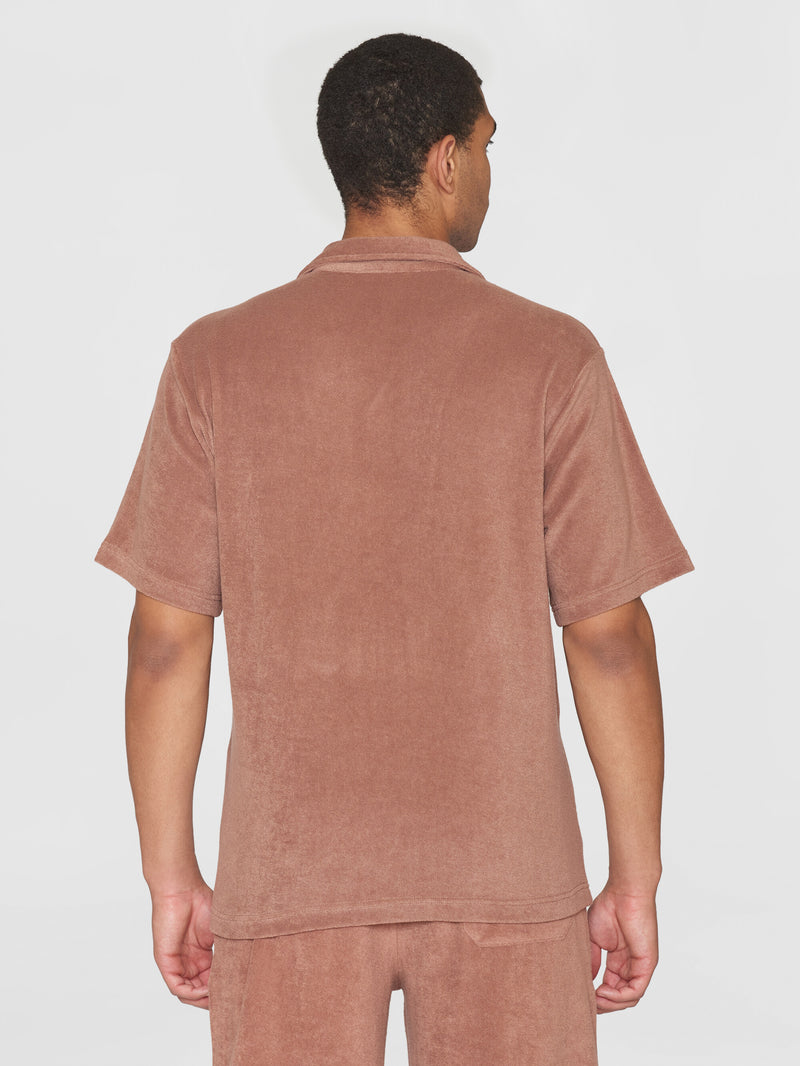 KnowledgeCotton Apparel - MEN Terry loose short sleeve shirt Shirts 1437 Chocolate Malt