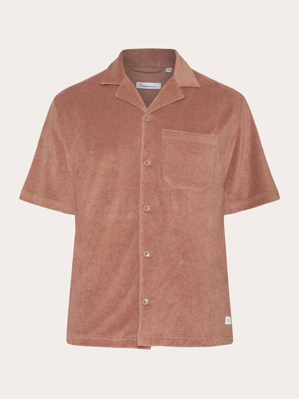 KnowledgeCotton Apparel - MEN Terry loose short sleeve shirt Shirts 1437 Chocolate Malt