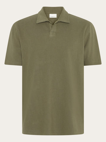 KnowledgeCotton Apparel - MEN Terry polo Polos 1068 Burned Olive