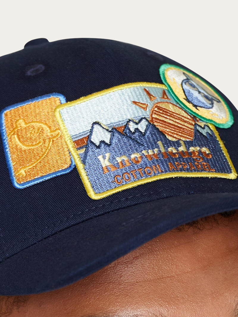 KnowledgeCotton Apparel - MEN Twill baseball badges cap - GOTS/Vegan Caps 1412 Night Sky