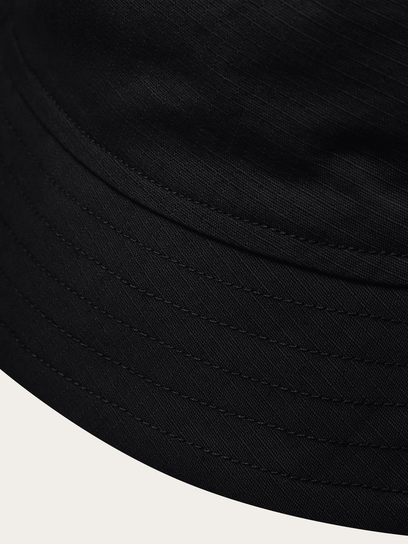 KnowledgeCotton Apparel - UNI Twill block bucket hat Hats 1300 Black Jet