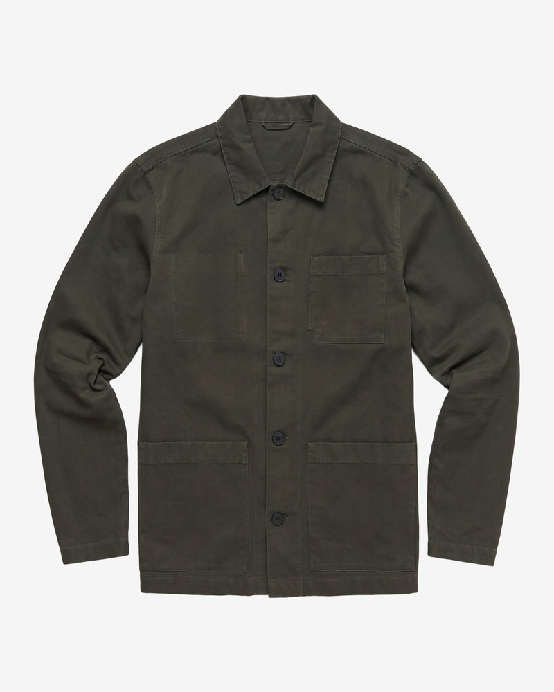 KnowledgeCotton Apparel - MEN Twill overshirt Overshirts 1090 Forest Night