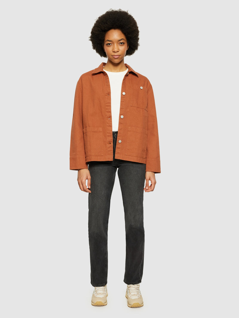 KnowledgeCotton Apparel - WMN Twill workwear jacket - GOTS/Vegan Overshirts 1426 Mocha Bisque