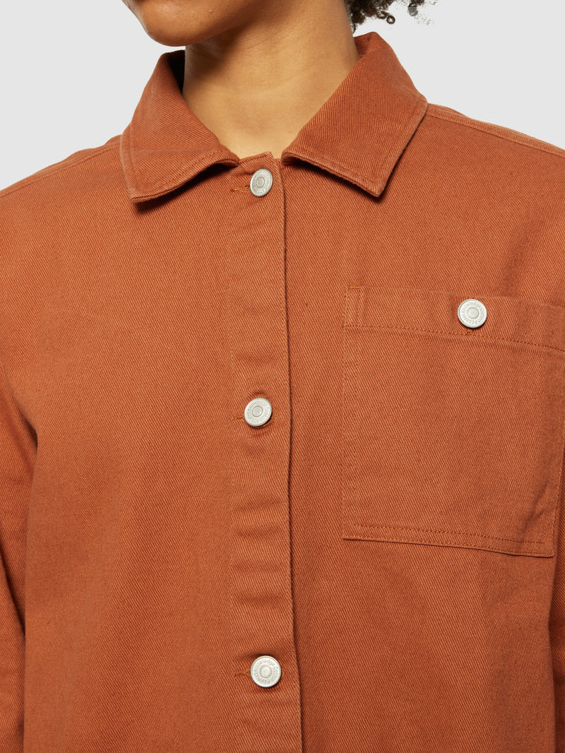 KnowledgeCotton Apparel - WMN Twill workwear jacket - GOTS/Vegan Overshirts 1426 Mocha Bisque