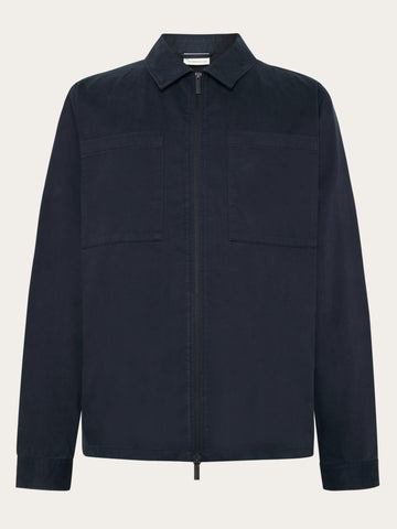 KnowledgeCotton Apparel - MEN Twill zip overshirt Overshirts 1001 Total Eclipse