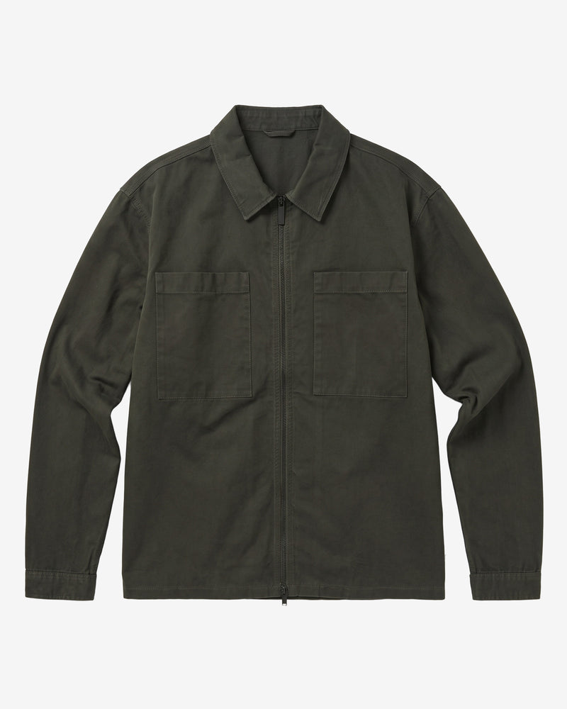 KnowledgeCotton Apparel - MEN Twill zip overshirt Overshirts 1090 Forest Night