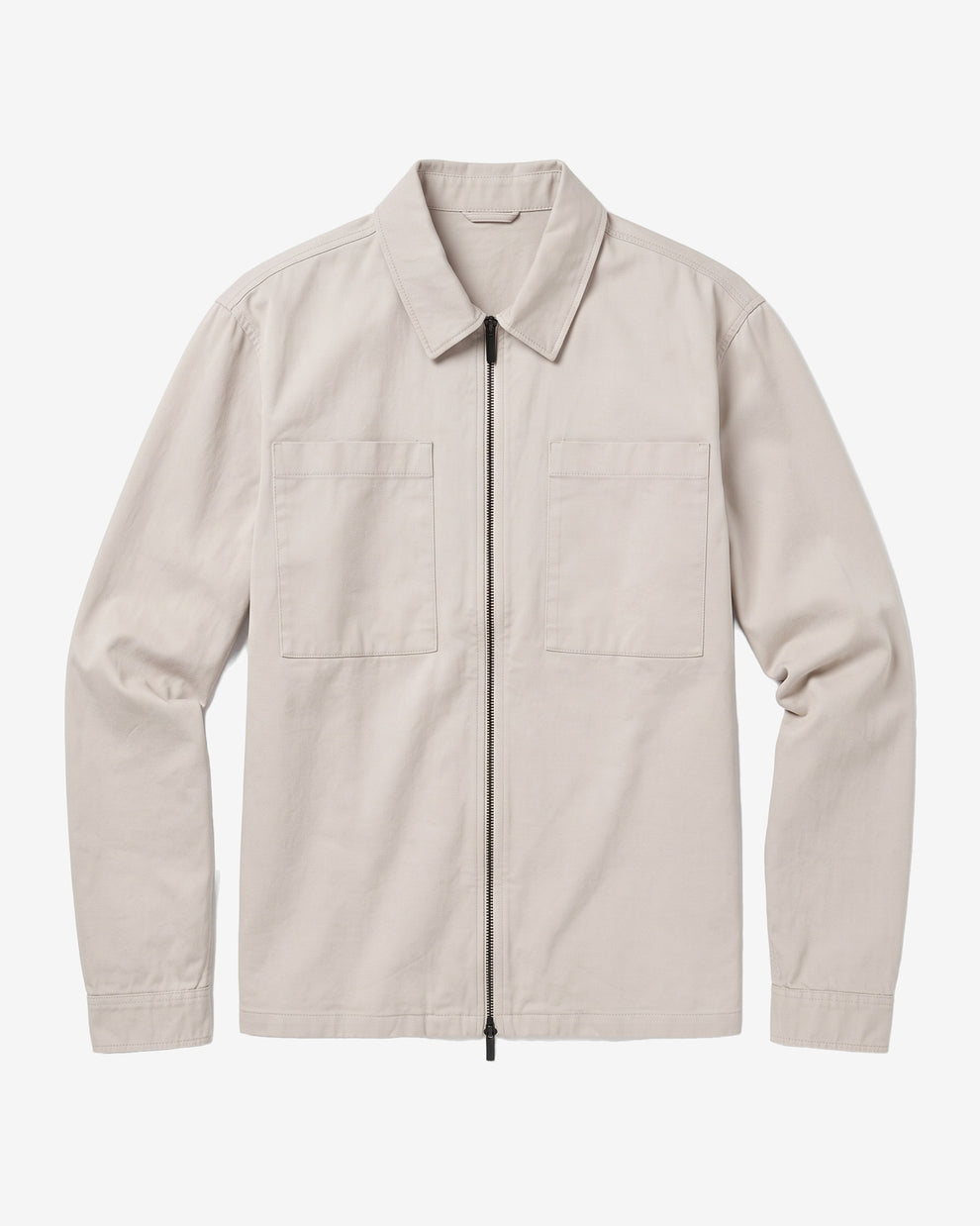 KnowledgeCotton Apparel - MEN Twill zip overshirt Overshirts 1228 Light feather gray