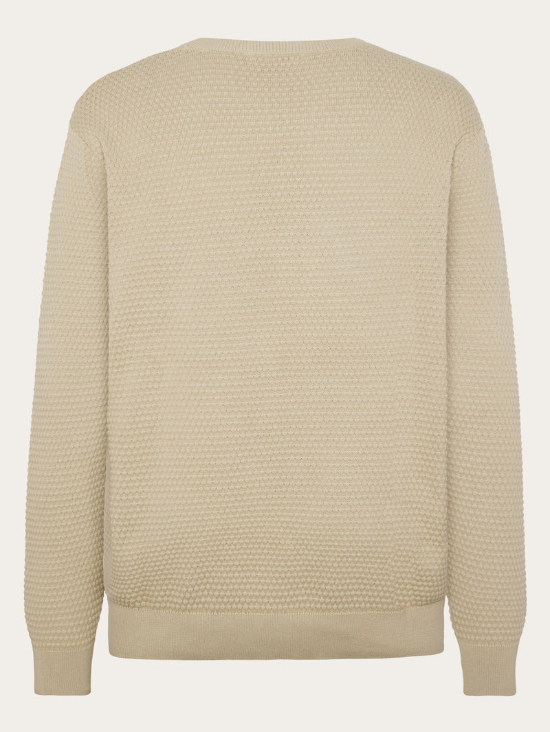 KnowledgeCotton Apparel - MEN VAGN regular bubble knit crew neck - Regenerative Organic Certified - GOTS/Vegan Knits 1228 Light feather gray