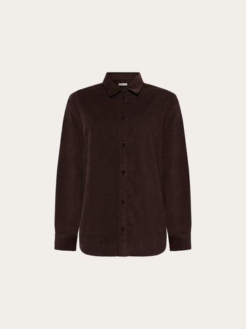 KnowledgeCotton Apparel - WMN Vega relaxed corduroy shirt Shirts 1487 Chocolate Torte