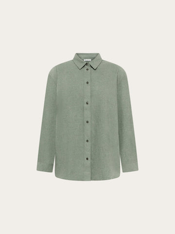KnowledgeCotton Apparel - WMN Vega relaxed flannel shirt Shirts 1396 Lily Pad
