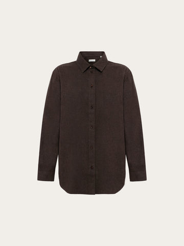 KnowledgeCotton Apparel - WMN Vega relaxed flannel shirt Shirts 1487 Chocolate Torte