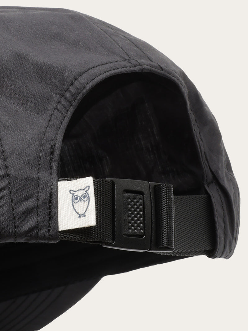 KnowledgeCotton Apparel - UNI Vent Ripstop 90 panel 5 cap - GOTS/Vegan Caps 1300 Black Jet