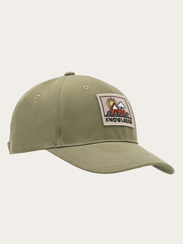 KnowledgeCotton Apparel - MEN Vent canvas 200 badge cap Caps 1068 Burned Olive