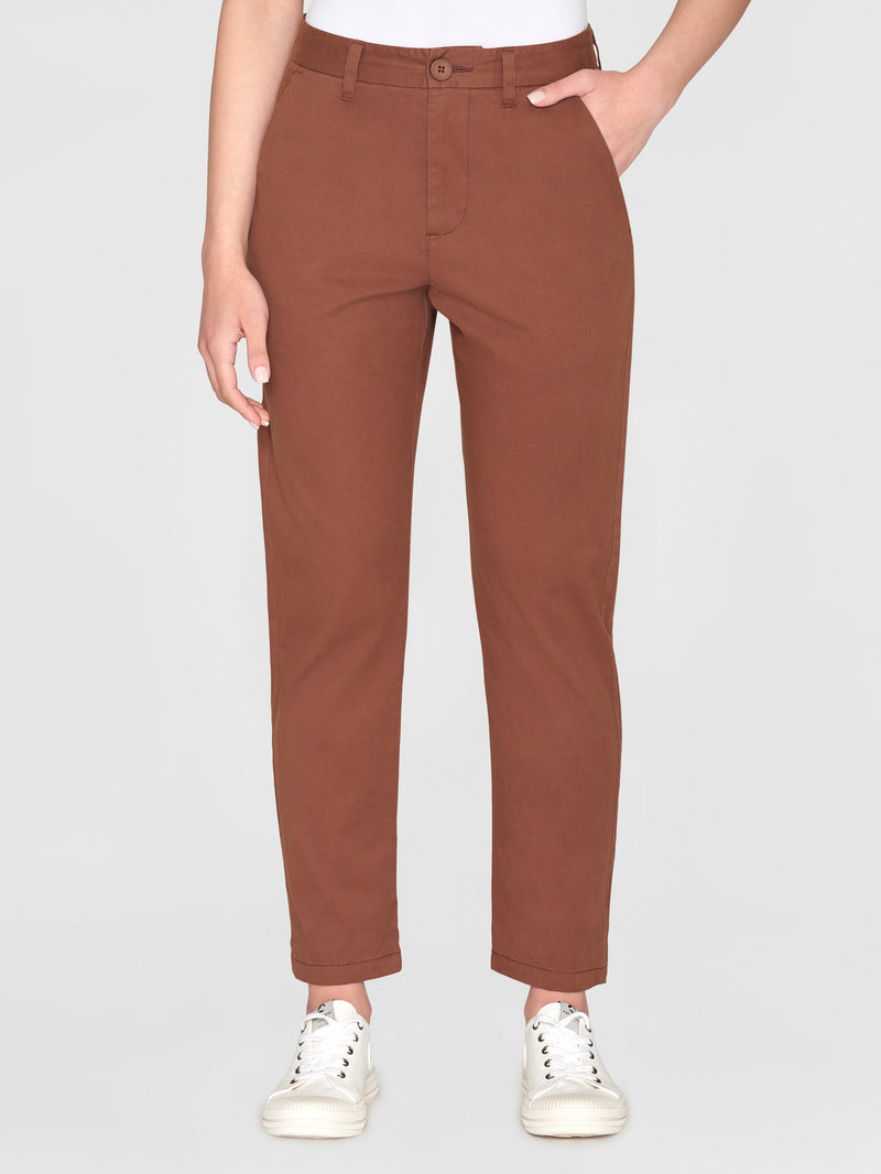 KnowledgeCotton Apparel - WMN WILLOW regular cropped poplin chino Pants 1441 Tiramisu