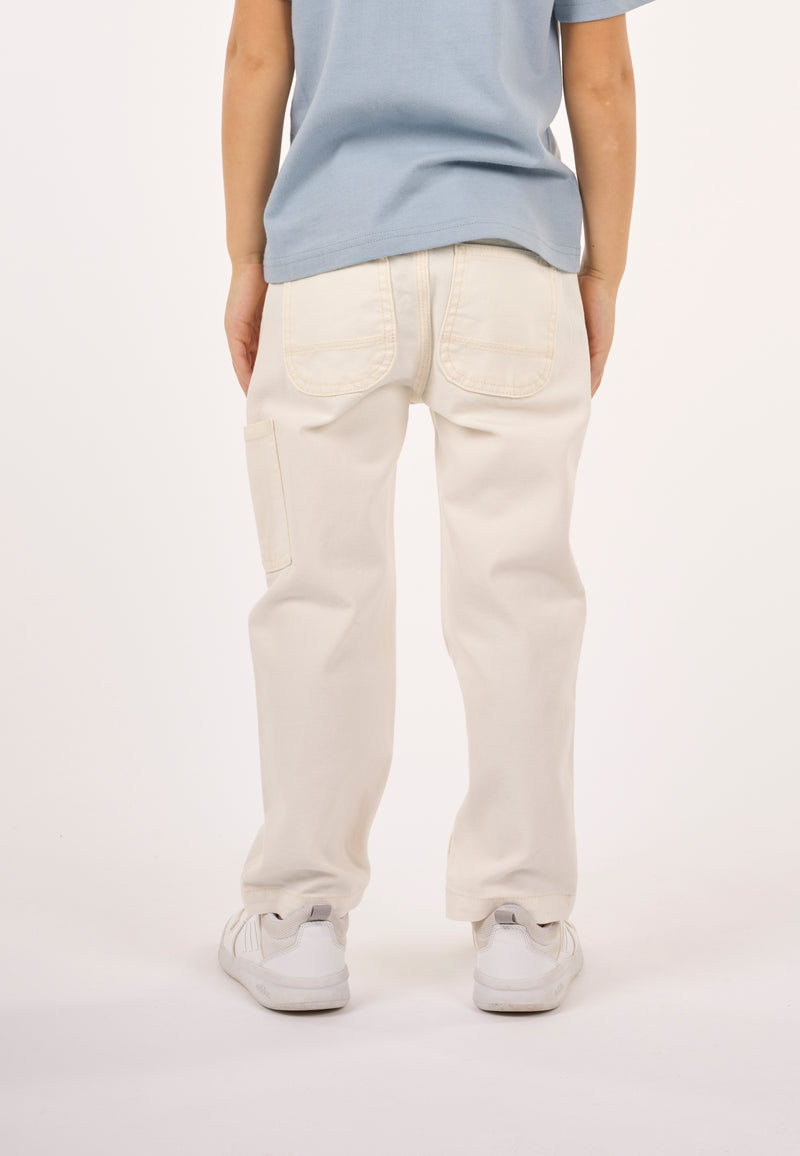 KnowledgeCotton Apparel - YOUNG Wide fit pant Pants 1007 Star White