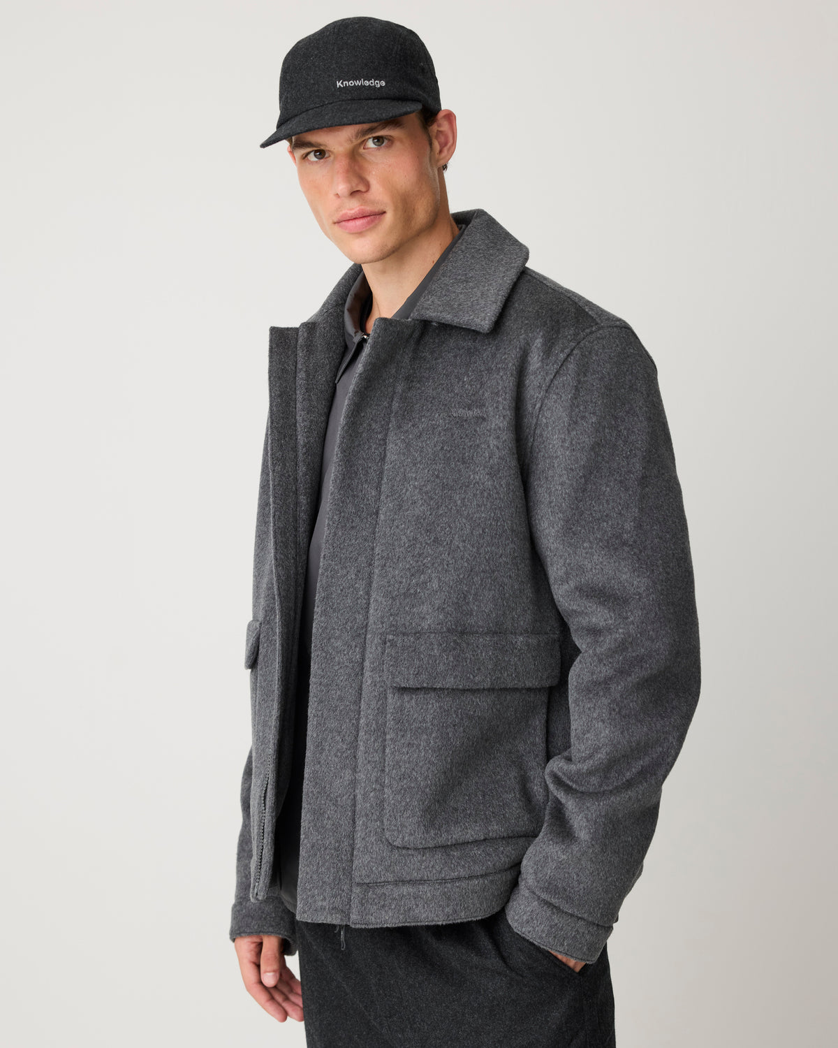 KnowledgeCotton Apparel - MEN Wool Jacket Jackets 1073 Dark Grey Melange