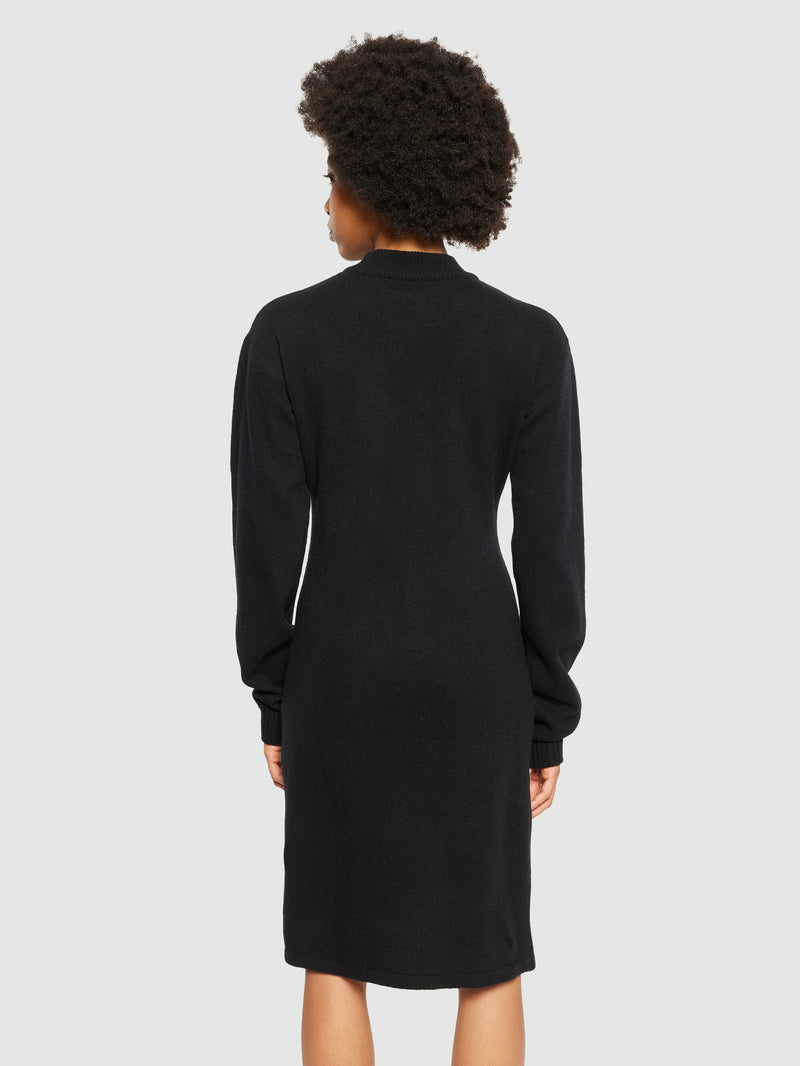 Wool crew neck mid length dress - Black Jet Wool crew neck mid length dress - Black Jet