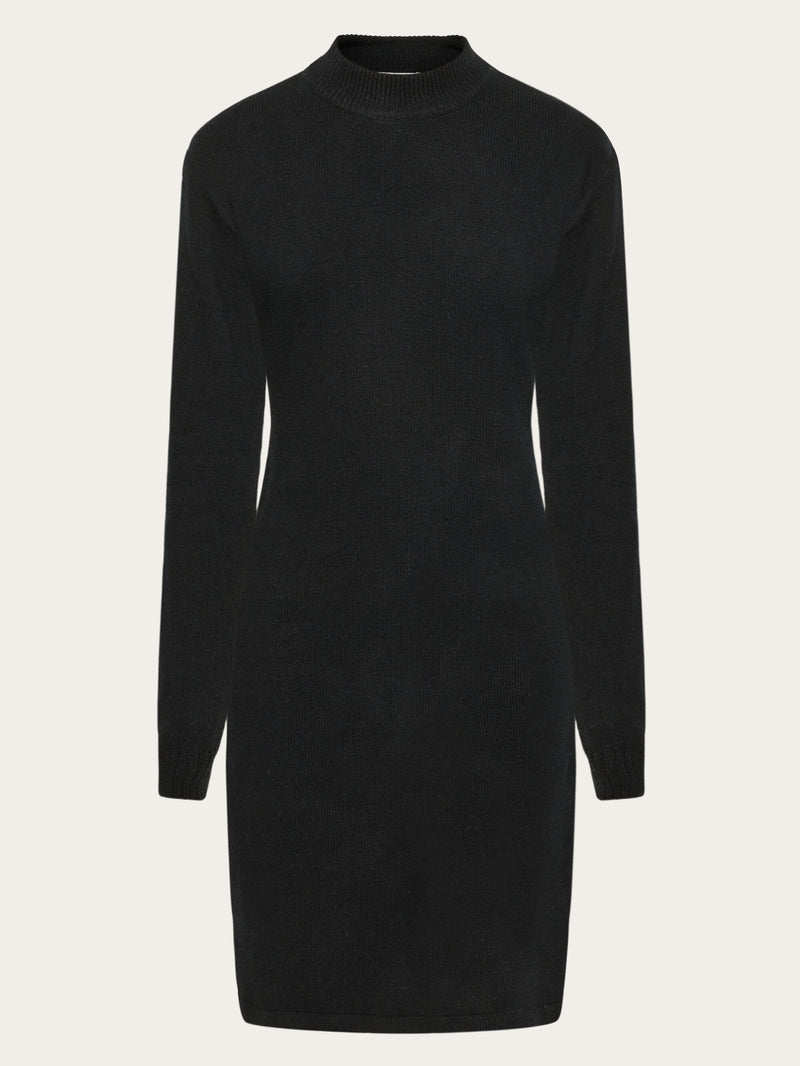 Wool crew neck mid length dress - Black Jet Wool crew neck mid length dress - Black Jet