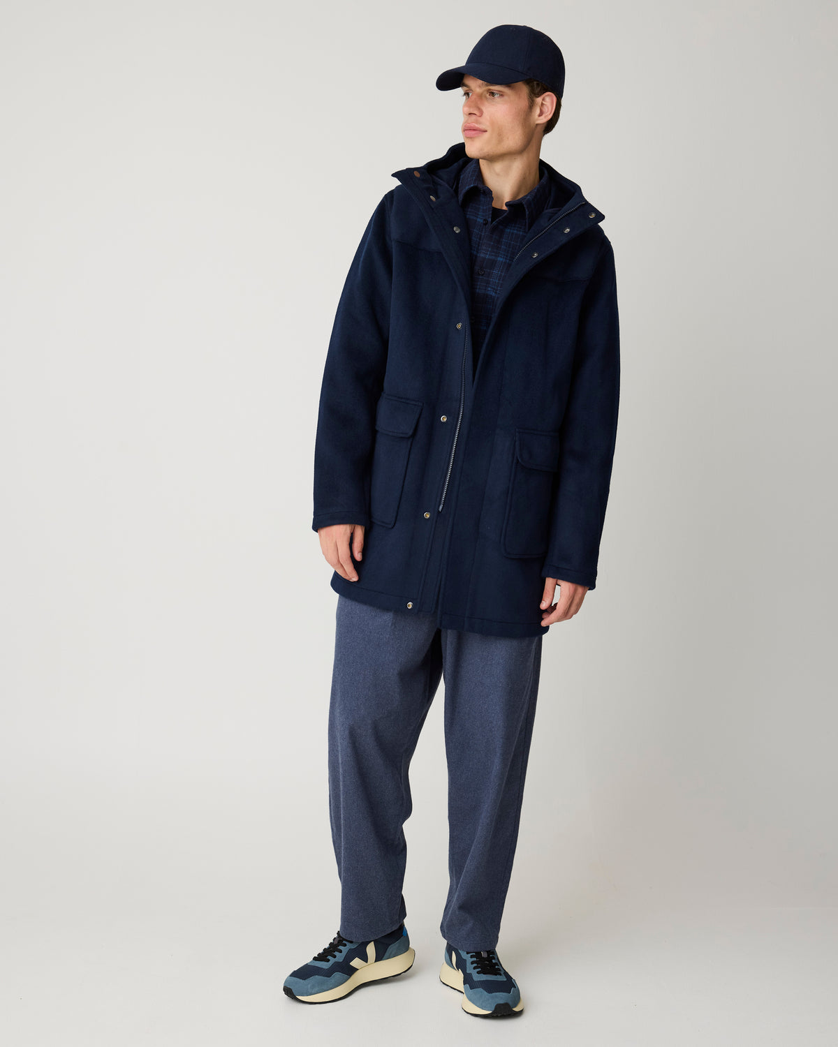 KnowledgeCotton Apparel - MEN Wool duffel coat Jackets 1412 Night Sky